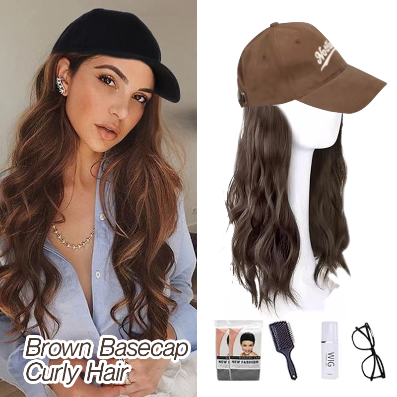 Long Straight Wavy Wig  Hairstyle Extension Baseball Cap for Women