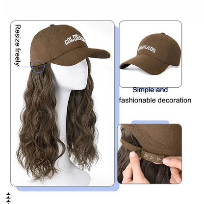 Long Straight Wavy Wig  Hairstyle Extension Baseball Cap for Women