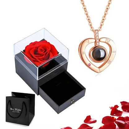 Neeko Eternal Rose Love Languages Heart Pendant Gift Box for Her on Birthday, Christmas, Mother's Day, Valentine's Day