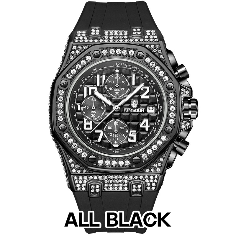 Sports 30M Waterproof Multi-Functional Unisex's Rhinestone Silicone Quartz Watch