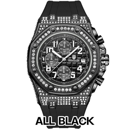 Sports 30M Waterproof Multi-Functional Unisex's Rhinestone Silicone Quartz Watch