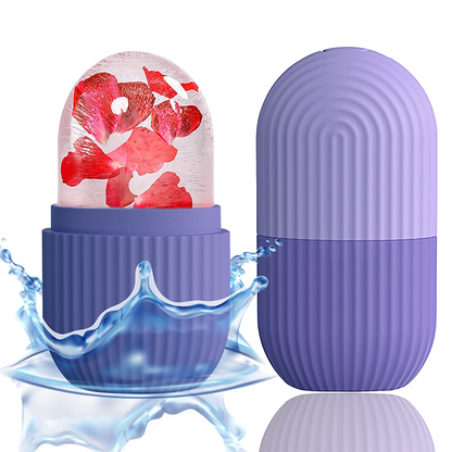 Natural Contour and Skin Care Reusable Ice Cube Roller Silicone Mold Massager for Face, Eyes and Neck