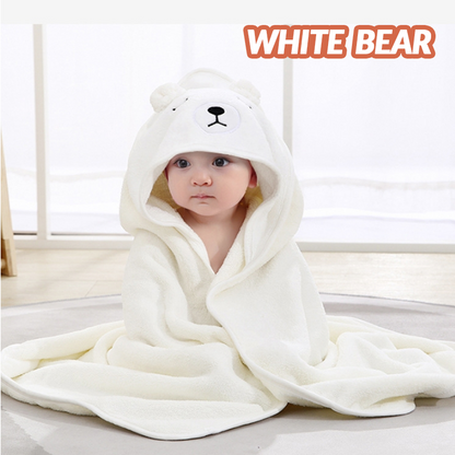 Fleece Cute Baby Cartoon Hugging Blanket Bath Hooded Towel