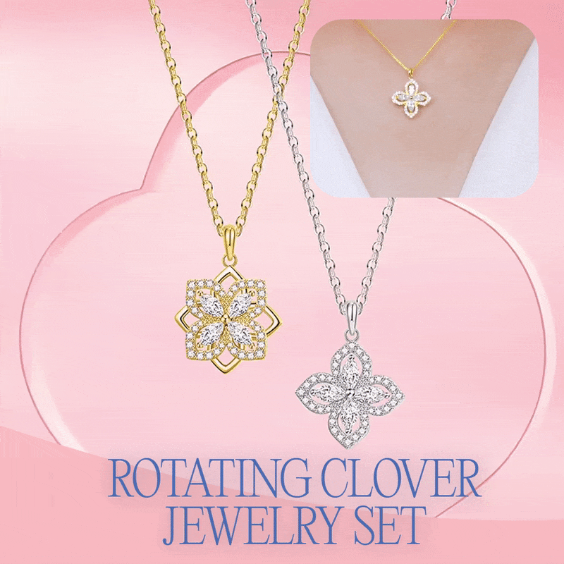 Women Gold & Silver Plated Lucky Four-Leaf Rotating Design Jewelry Set