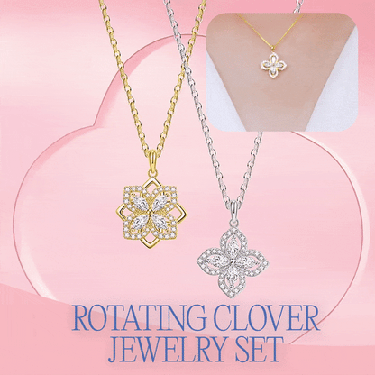 Women Gold & Silver Plated Lucky Four-Leaf Rotating Design Jewelry Set