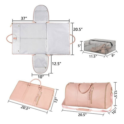 Women Water-proof Large PU Leather Garment Duffle Bags for Travel