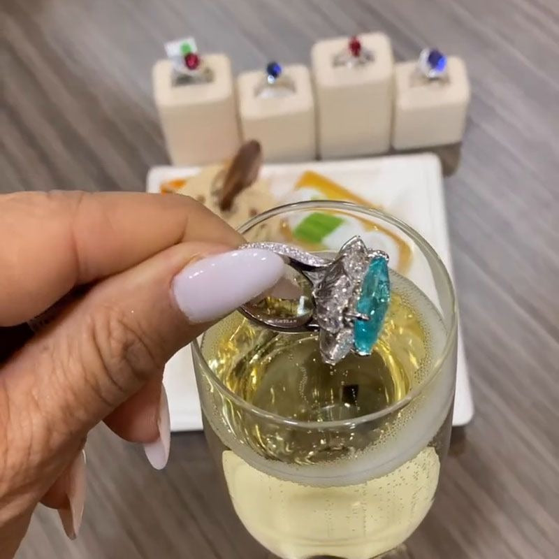 Vera 16ct Cushion Cut Paraiba Tourmaline Paved Ring