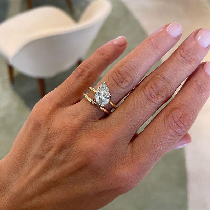 Kylie 3ct Pear Cut White Sapphire Engagement Ring