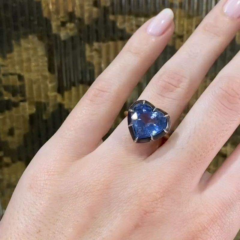 Lexi 5ct Heart Cut Blue Sapphire Two Tone Handmade Vintage Engagement Ring
