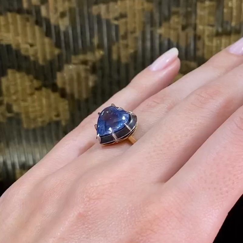 Lexi 5ct Heart Cut Blue Sapphire Two Tone Handmade Vintage Engagement Ring