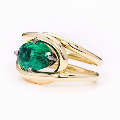 Lana 5.8ct Oval Cut Emerald Split Shank Twist Engagement Ring
