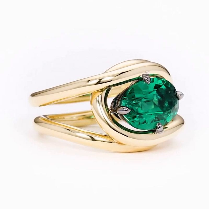Lana 5.8ct Oval Cut Emerald Split Shank Twist Engagement Ring