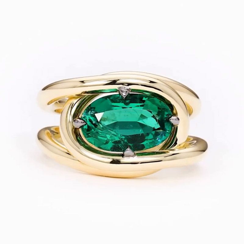 Lana 5.8ct Oval Cut Emerald Split Shank Twist Engagement Ring