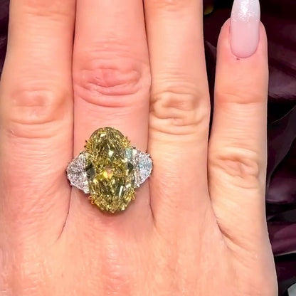 Cleo 8ct Oval Cut Yellow Sapphire Split Shank Three Stone Engagement Ring