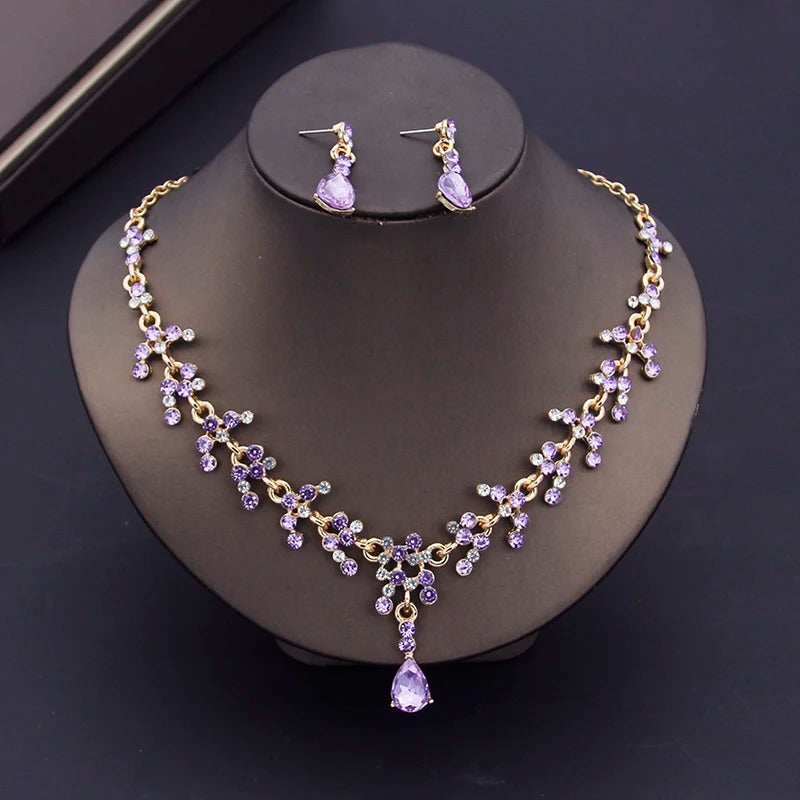 Luxury Crown Earring Necklace Wedding Tiaras Bride Dubai Jewelry Sets for Women